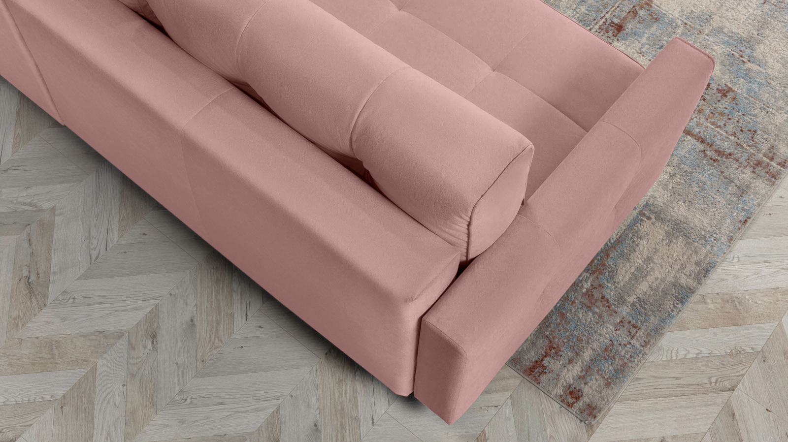 Диван Amani Pro угловой с широкими подлокотниками, ножки: пластик, Тк. Sky Velvet 01 156x237 — купить в Озерце