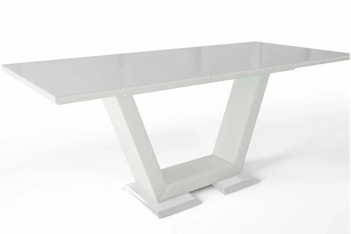 Стол обеденный Виктория 1400(1800) (Стекло с краской Белая / МДФ Белый шагрень / рама белая / МДФ Белый шагрень) - купить в Озерце