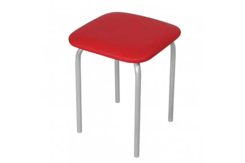 Табурет Эконом с квадр. сиденьем каркас бриллиант, экокожа (Экотекс 3021 красный) СРП 011КВ - купить в Озерце