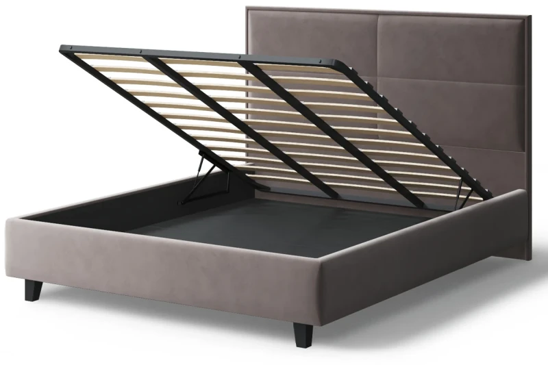 Кровать на опоре Скай с ПМ и бельев. ящ 160х200 (Бренди лайт 05/Кофе) - купить в Озерце