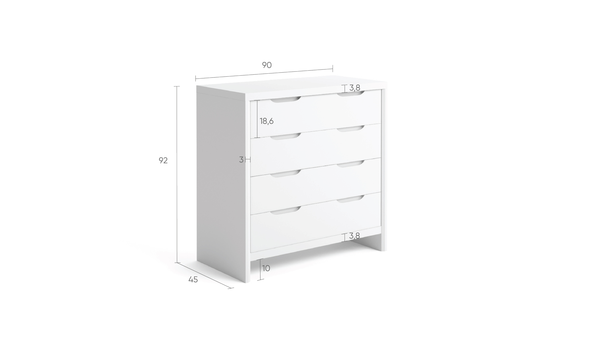 Комод Vesta Pro массив сосны цв. белый 45x90 — купить в Озерце