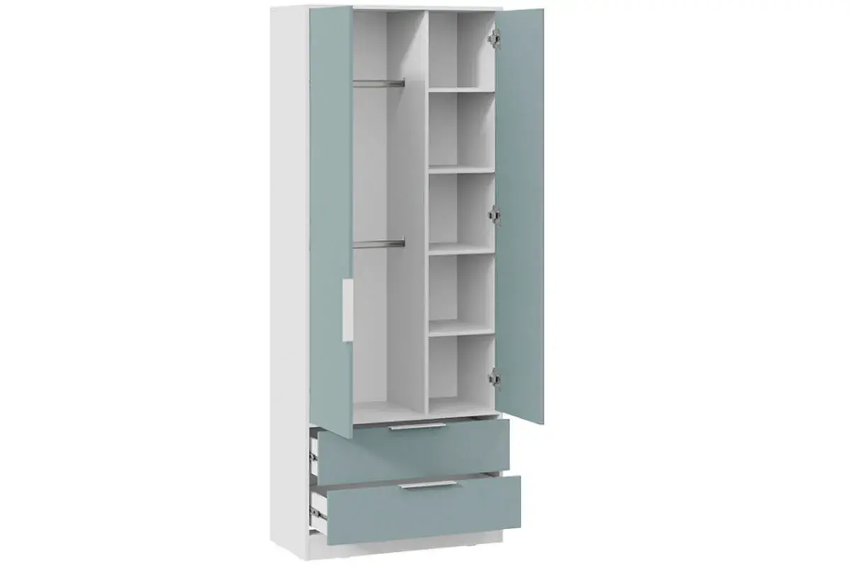Шкаф для одежды Марли (Белый/Серо-голубой) в мебель-центре Озерцо