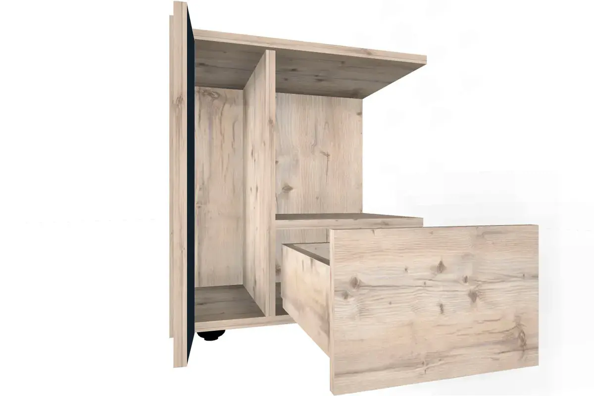 Nature 42 Тумба прикроватная  (Гаскон Пайн/Чёрный) — Мебель-центр Озерцо