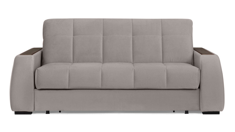 Диван - кровать Domo Pro с накладкой цвета венге, стежка квадрат, ткань Casanova Grey 140x216 — в мебель-центре Озерцо