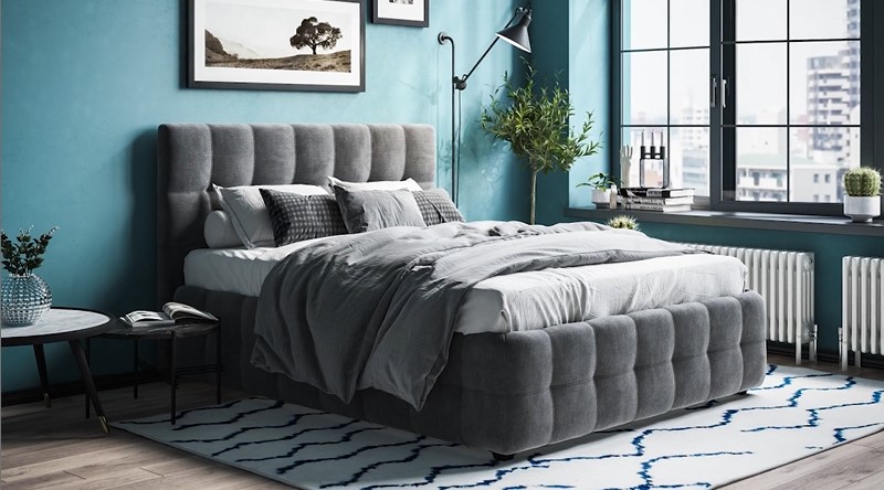 Босс Кровать+ПМ 140*200 Велюр Монолит серый - купить в Озерце