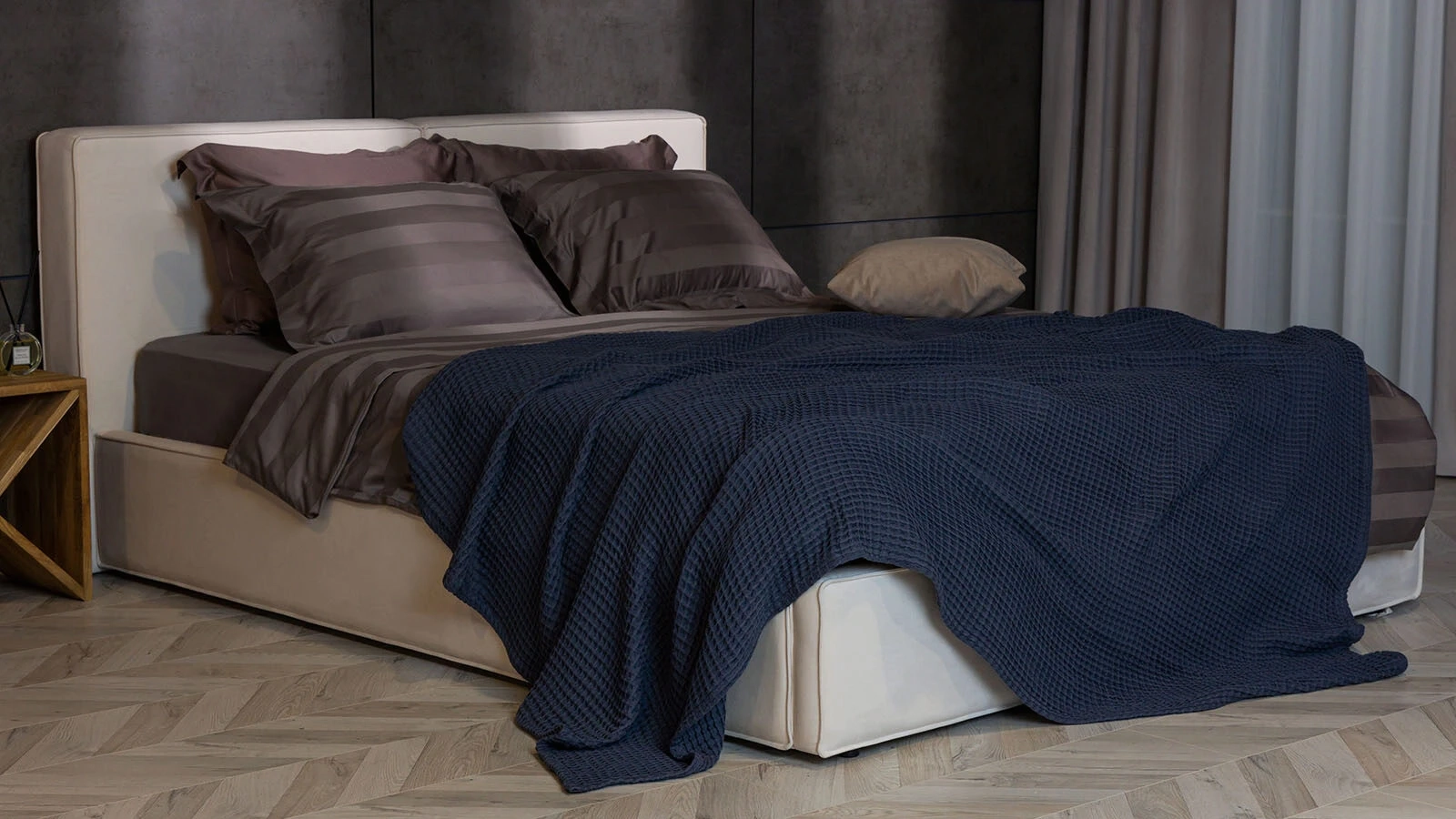 Покрывало хлопковое Waffle, цвет: сапфир 220x230 в мебель-центре Озерцо
