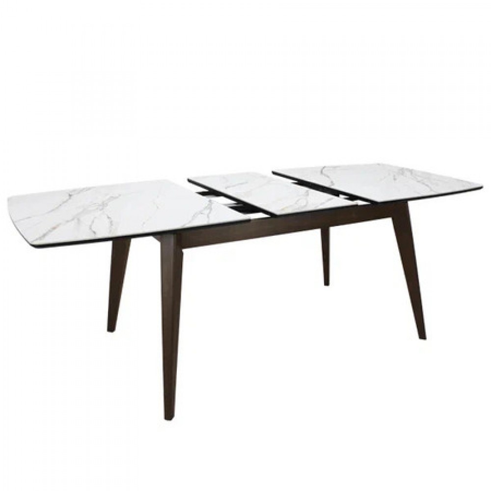 Стол БЕРГАМО-АВТО 89x160/200 керамика белый+золото мат/дуб олово - купить в Озерце