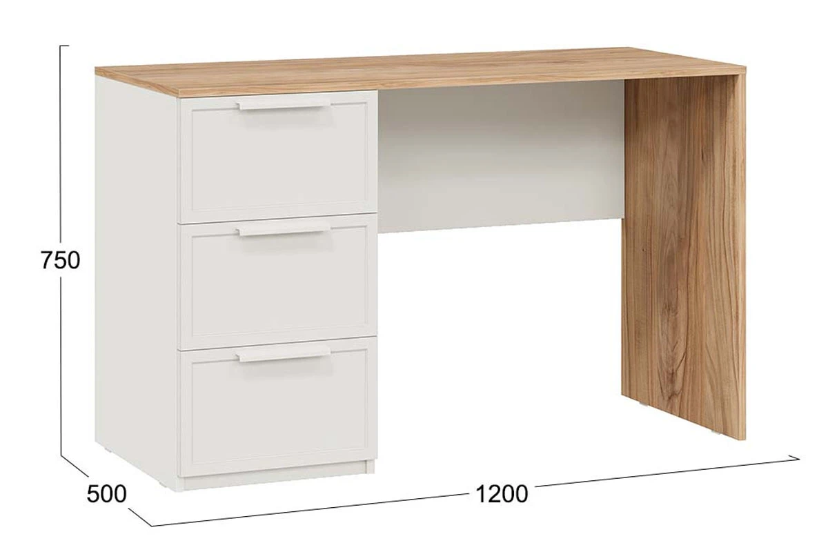 Стол письменный Стелла Тип 1 (Белый  Холст/Белый Жемчуг/Яблоня Беллуно) — Мебель-центр Озерцо