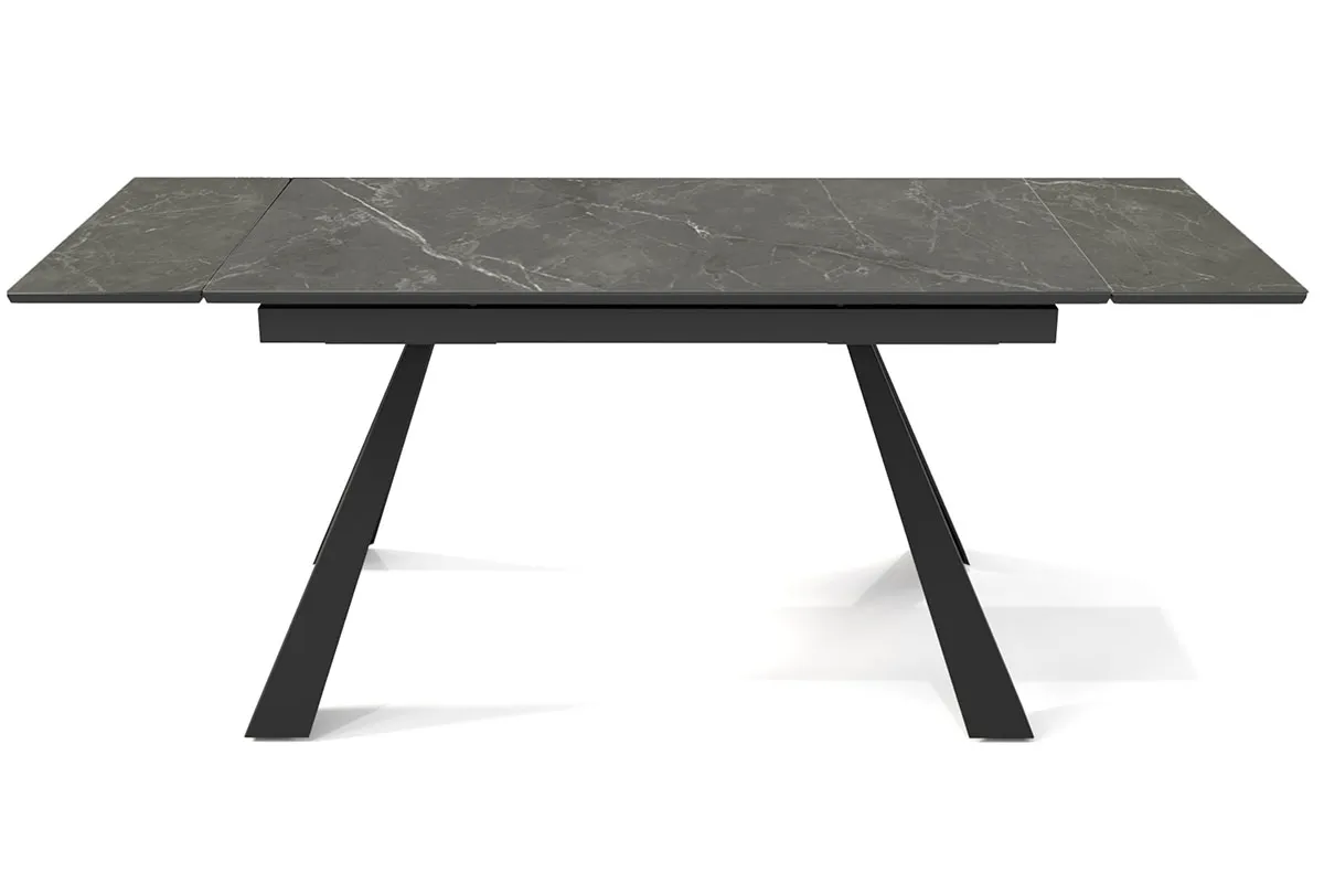 Стол обеденный Стоун 1400(2000) (ст. №2/Керамика 9806053/МДФ Черный Кварц/Металл Черный) - купить в Озерце