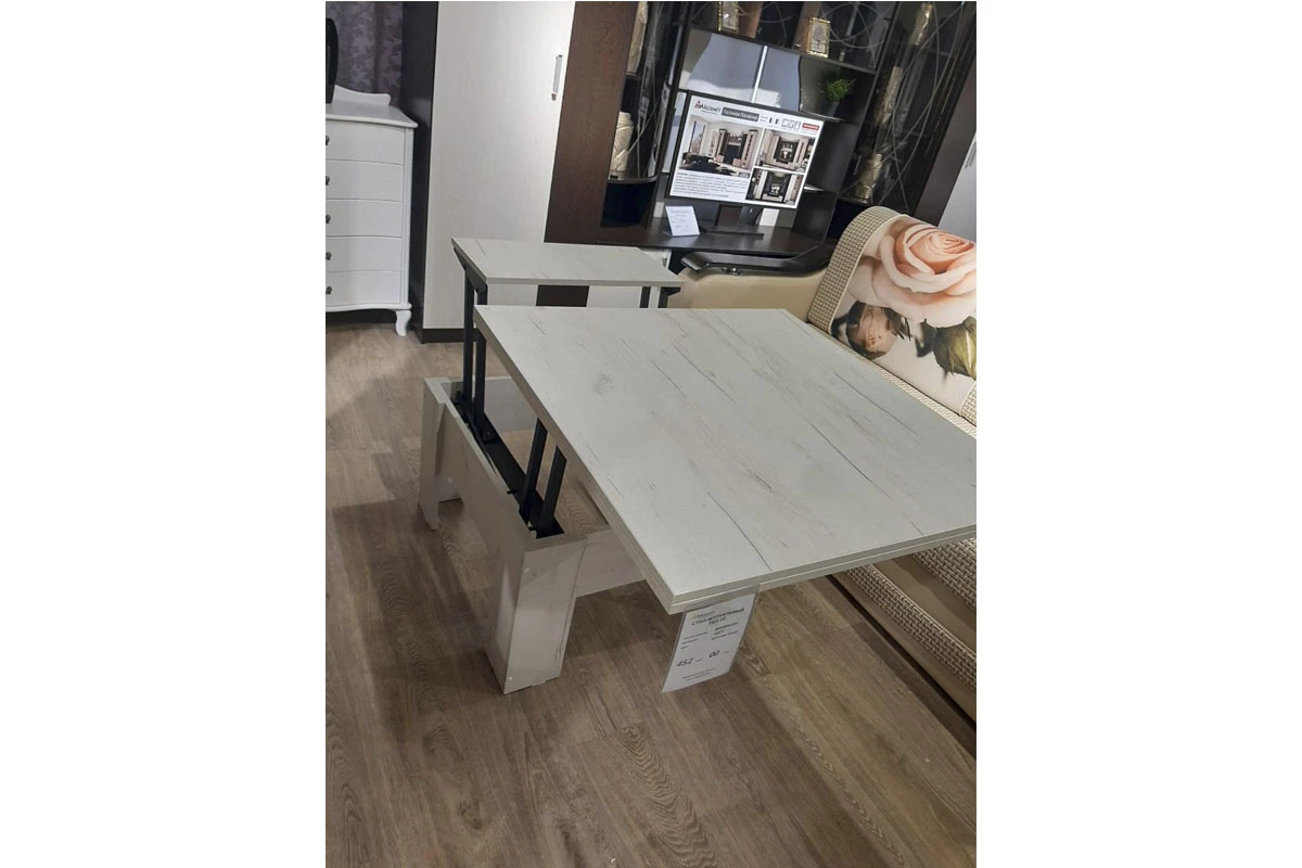 Стол журнальный тип 10 (Дуб Крафт Белый) — Мебель-центр Озерцо