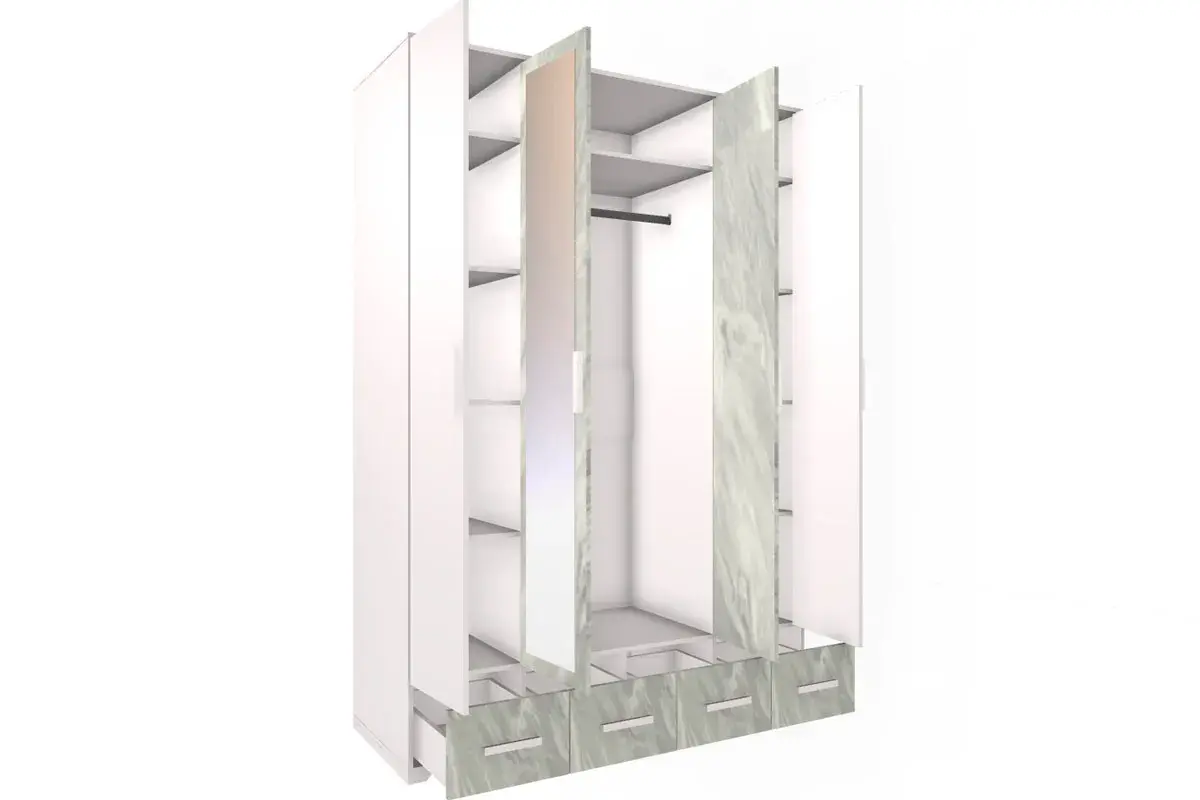 Шкаф для одежды и белья Айрис 555 (Белый/Статуарио) в мебель-центре Озерцо