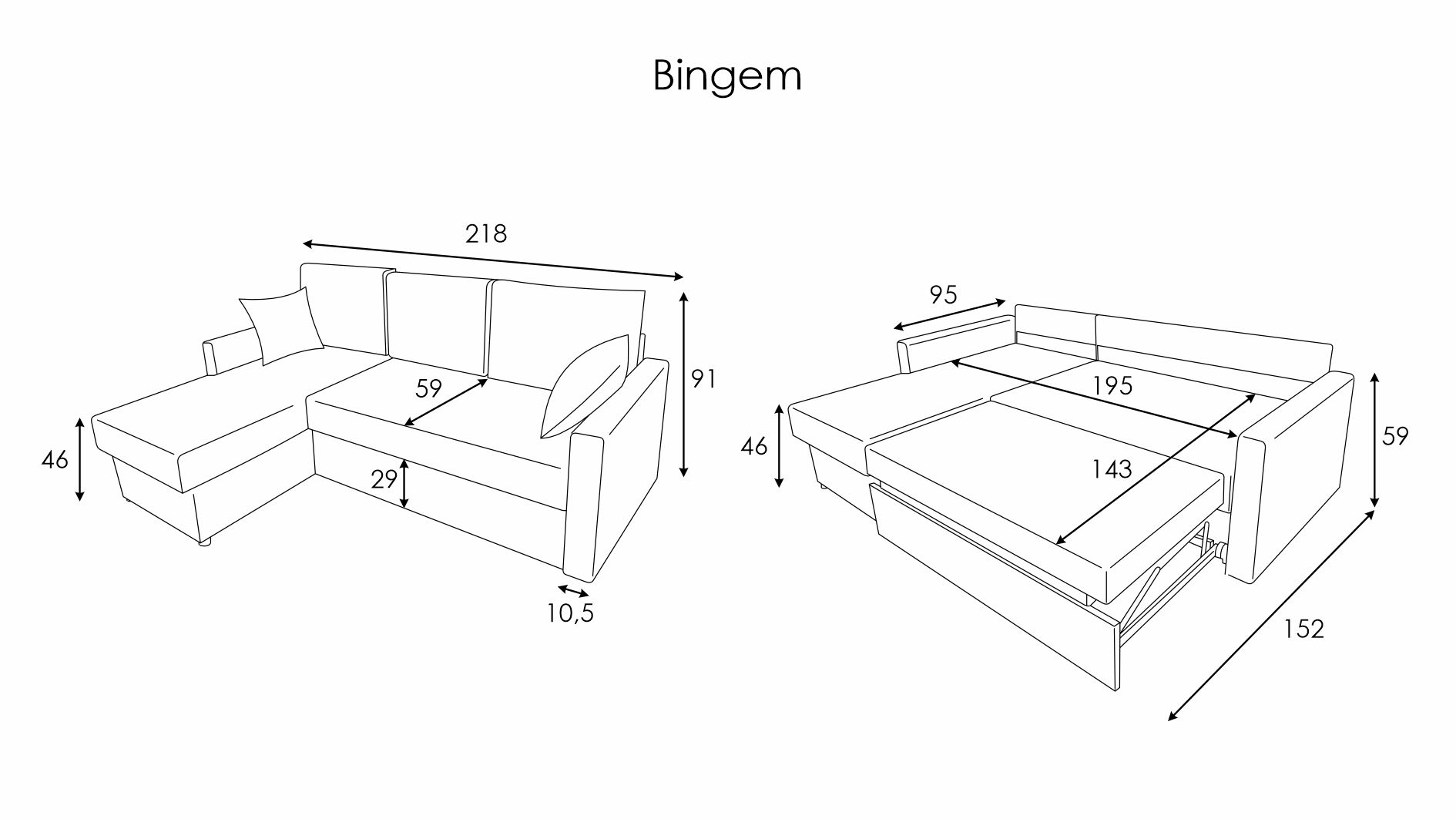 Диван -кровать угловой Bingem ткань Balance 784 152x218 — купить в Озерце