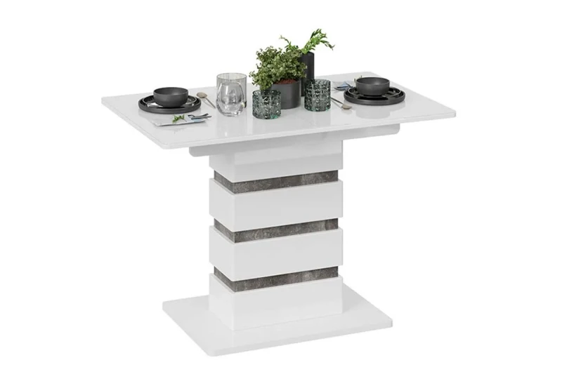 Стол обеденный  Мадейра Тип 1 (Белый глянец/Ателье темный) - купить в Озерце