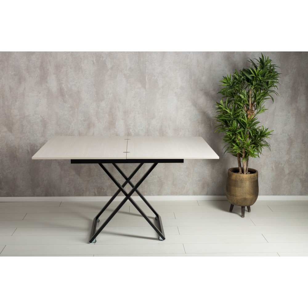 Стол-трансформер APOLLO дуб анкор светлый/черное подстолье - купить в Озерце