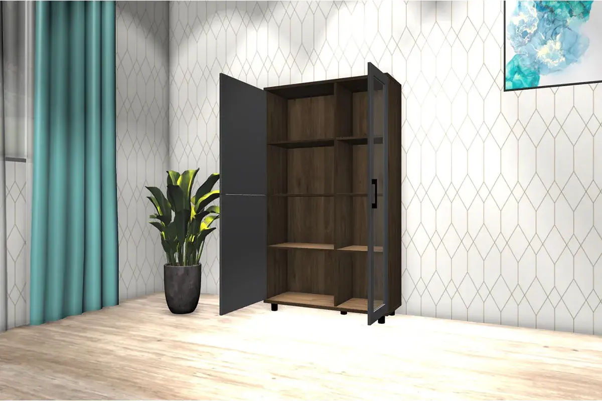 Шкаф многоцелевой ШК-5081-ГТ-АМ (Гикори Джексон Темный/Антрацит Матовый) в мебель-центре Озерцо