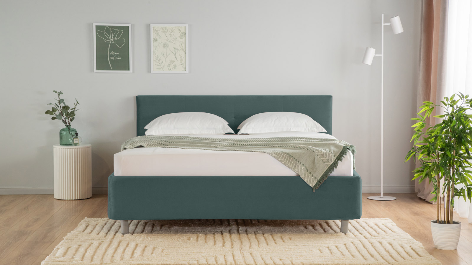 Кровать с ортопедической решеткой Vanessa Nova, ткань Casanova Seawave, 140x200 - купить в Озерце