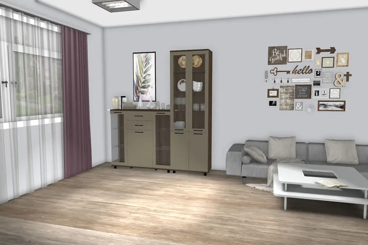 Шкаф многоцелевой ШК-5035-ГТ-ЛМ (Гикори Джексон Темный/Латте Матовый) в мебель-центре Озерцо