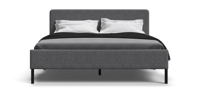 Кровать Уна 160*200 рогожка Malmo серая, черная - купить в Озерце