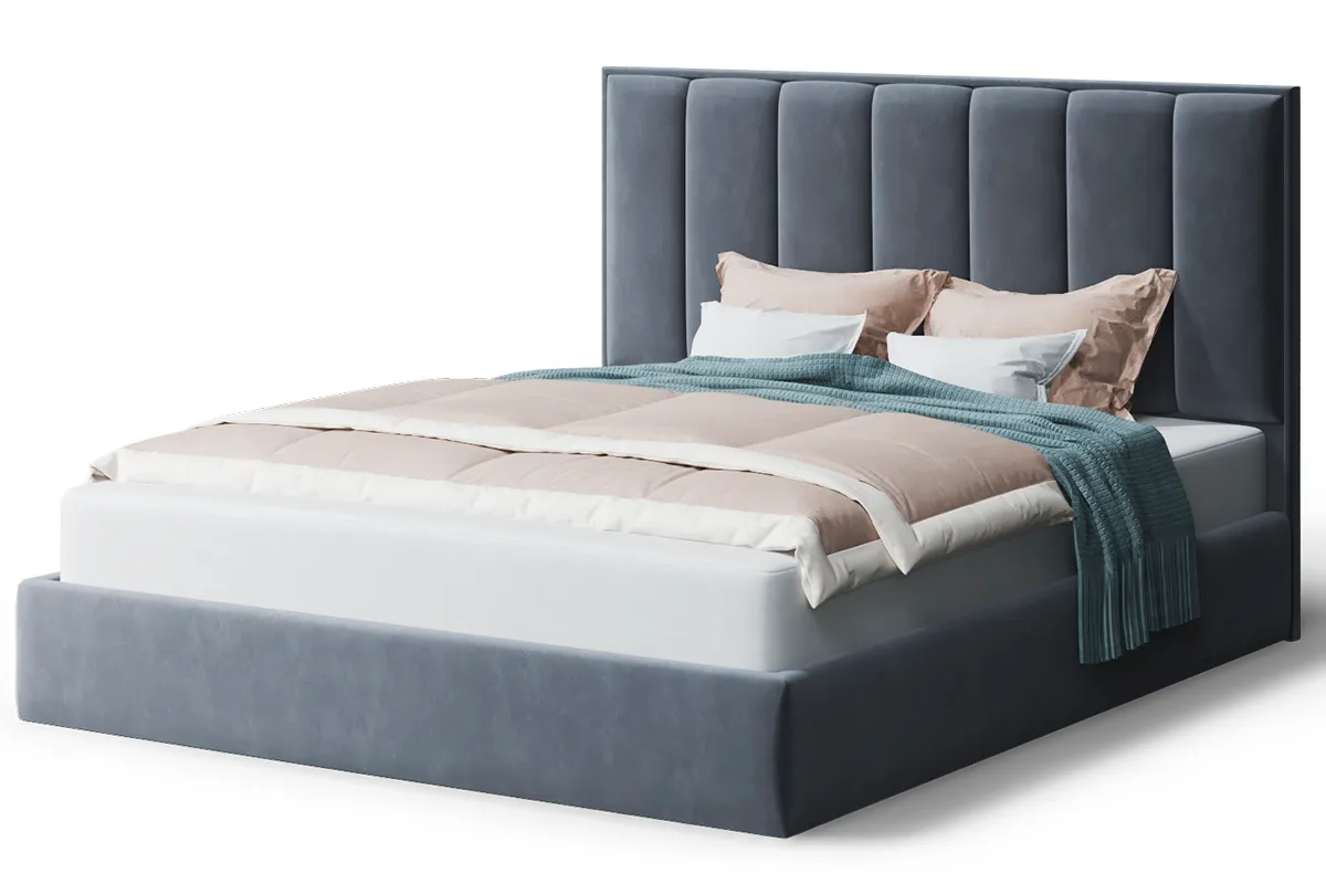 Кровать Лина без опоры с ПМ 140х200 (Бренди лайт 28/Серый) - купить в Озерце