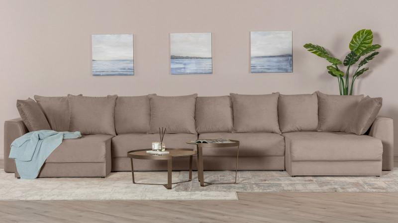 Диван Monako New П-образный с коробом для белья, Тк. Sky Velvet 17 157x455 — купить в Озерце
