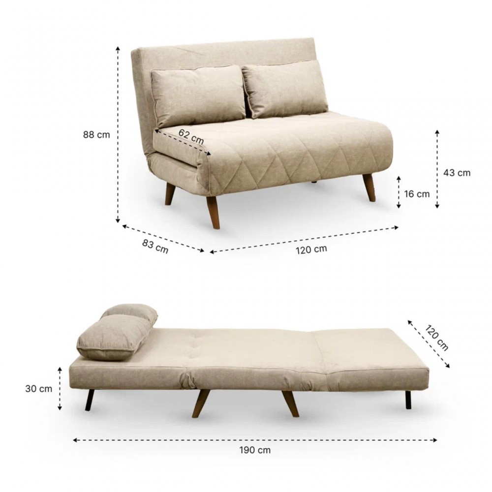 Кресло раскладное DOMM Scandy 120 синий, ноги бежевые — купить в Озерце