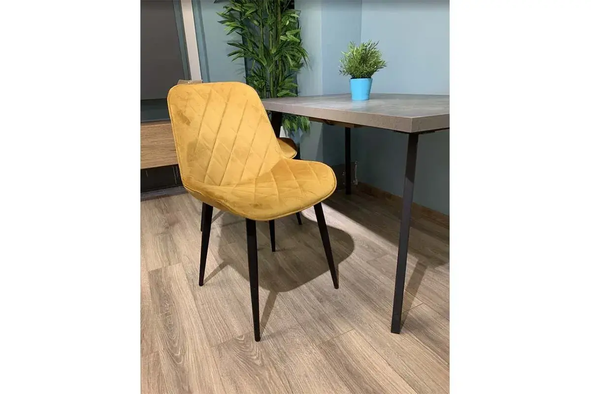 Стул Аура каркас Муар черный, велюр (Velluto 08 горчичный) СРП-032 - купить в Озерце