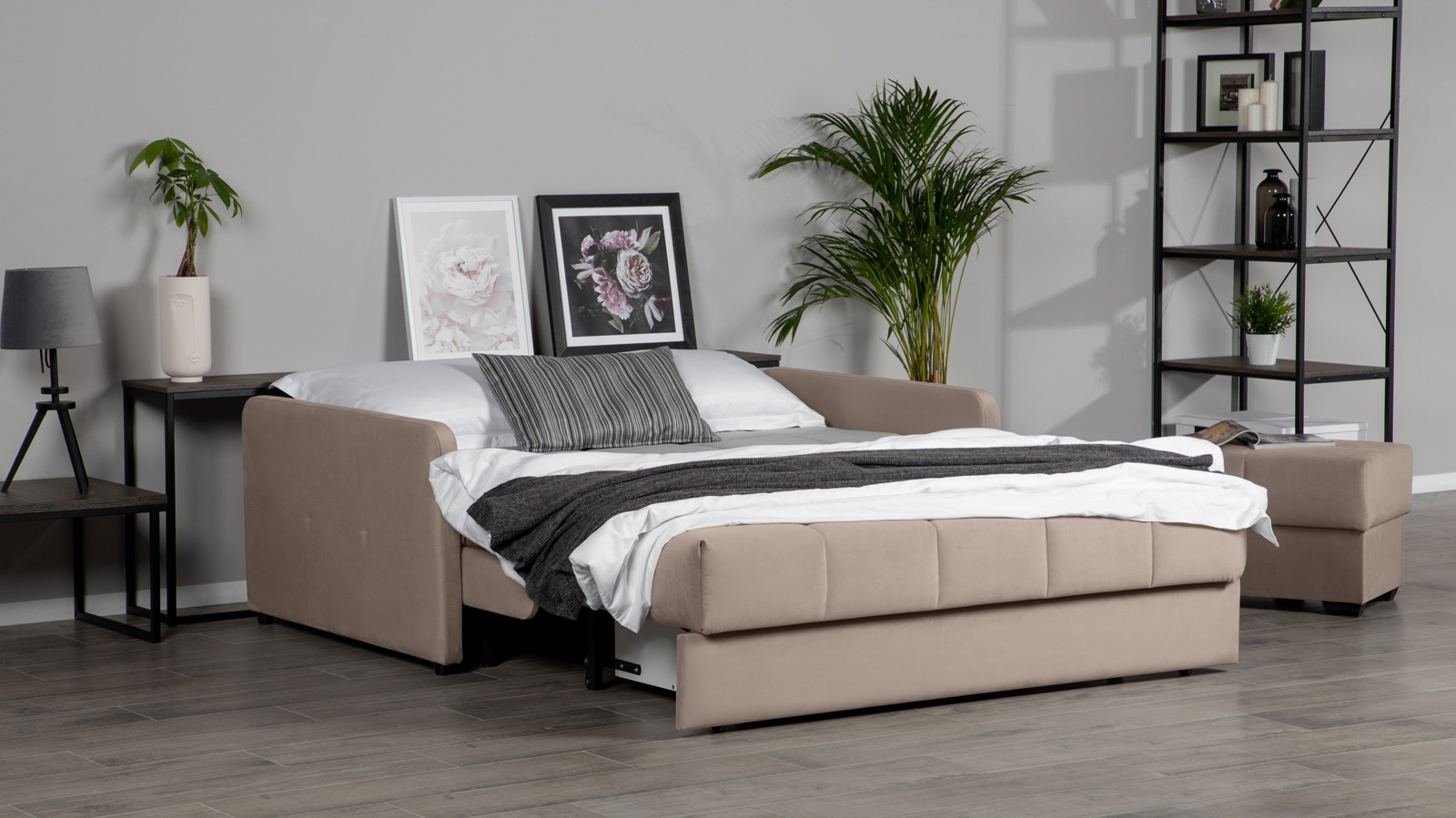 Диван - кровать Domo Pro с узкими подлокотниками, стежка квадрат, ткань Sky Velvet 17 140x216 — купить в Озерце