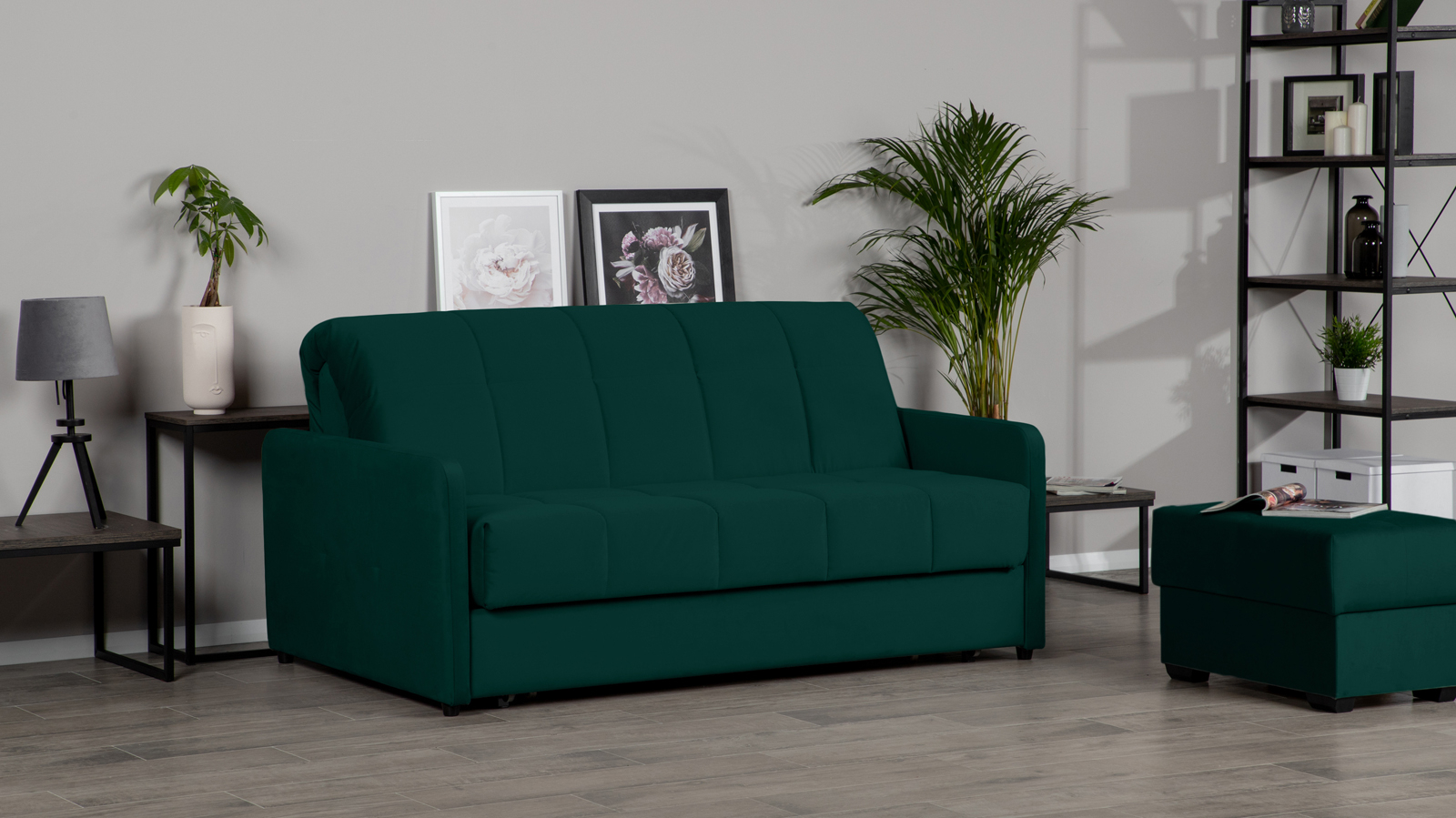 Диван - кровать Domo Pro с узкими подлокотниками, стежка квадрат, ткань Sky Velvet 42 180x216 — в мебель-центре Озерцо