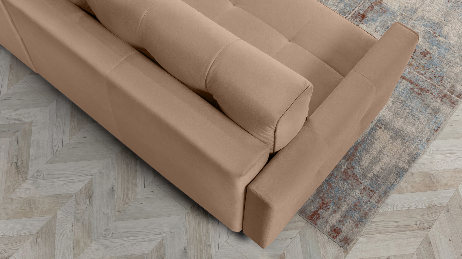 Диван Amani Pro угловой с широкими подлокотниками, ножки: пластик, Тк. Casanova Stone 156x237 — купить в Озерце