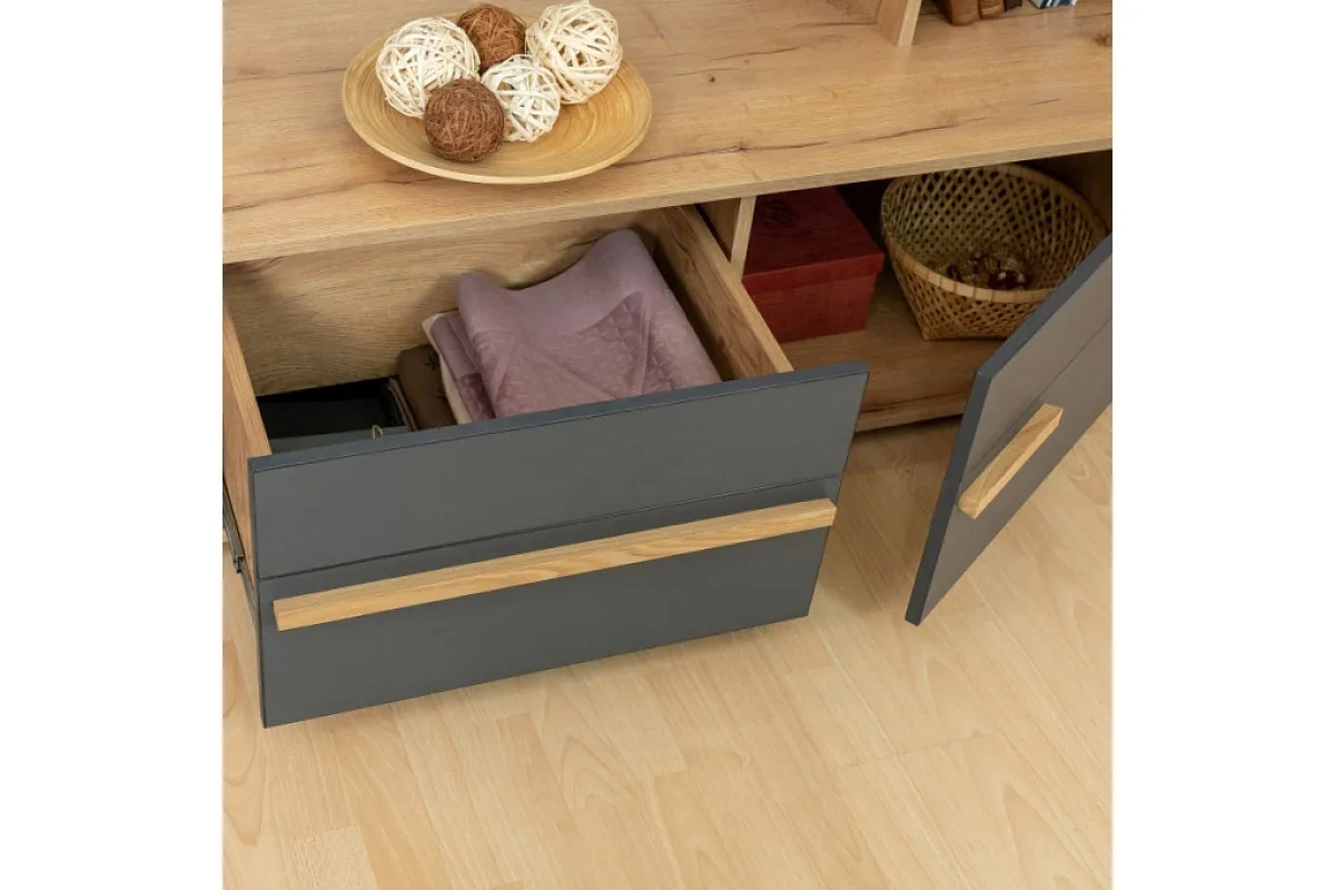 Тумба ТВ Crown 3 (Дуб Золотистый/Графит) — Мебель-центр Озерцо