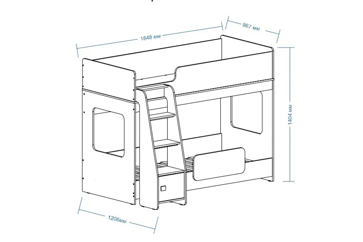 Кровать 2-х ярусная Тёма-1 (Белый) - купить в Озерце