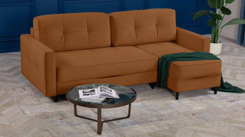 Диван Amani Pro угловой с широкими подлокотниками, ножки: пластик, Тк. Casanova Desert 156x237 — купить в Озерце