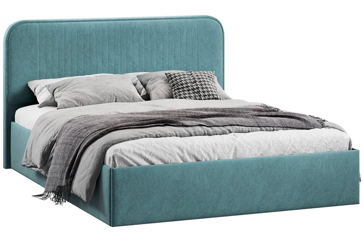 Кровать Тиффани Тип 1 с ПМ 160х200 (Микровелюр / Wellmart Indigo) - купить в Озерце