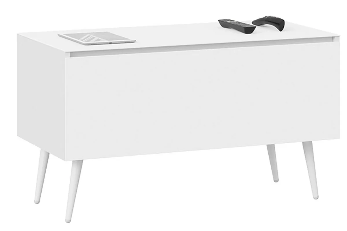 Тумба для теле-и радиоаппаратуры Глосс СМ-319.03.012 с опорами (Белый глянец/Стекло Белый глянец) — Мебель-центр Озерцо