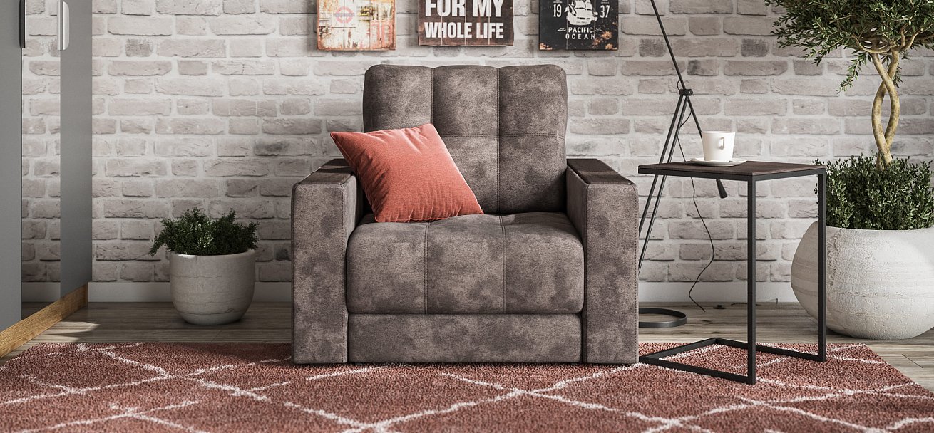 Босс кресло-кровать Велюр Алькантара серый — купить в Озерце