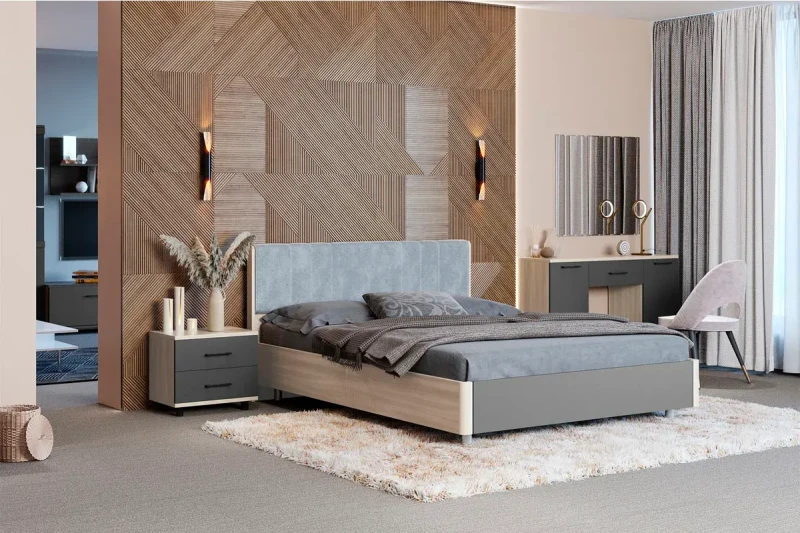 Спальня Грейс комплект 7 (Ясень Асахи/Антрацит матовый) - купить в Озерце