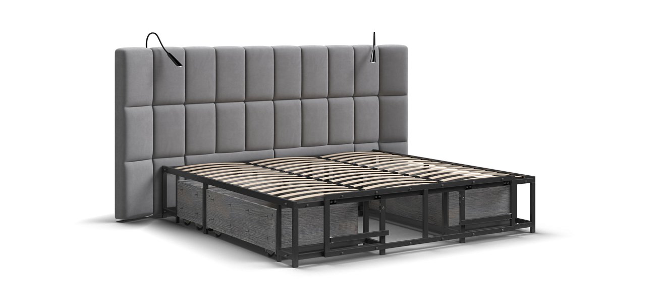 Босс ХО Кровать 180*200 Велюр Монолит сталь - купить в Озерце