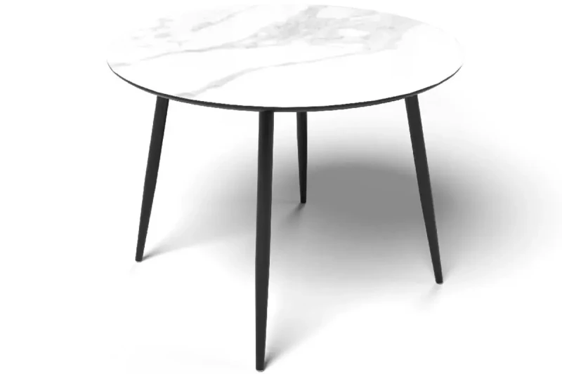 Стол обеденный Милтон 1000 (Стекло с фотопечатью Белый мрамор / МДФ Черный кварц / Металл Черный) - купить в Озерце