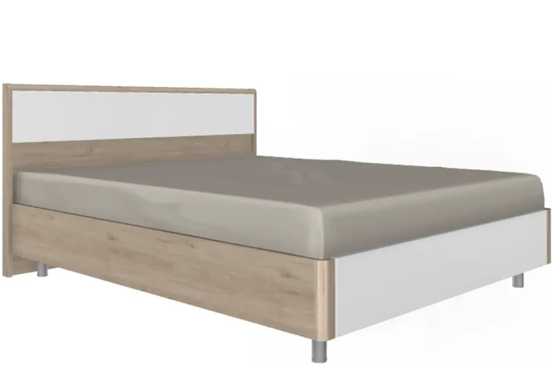 Кровать КР-5003-ГС-БГ 160х200 (Гикори Джексон Светлый/Белый Бриллиант Глянцевый) - купить в Озерце