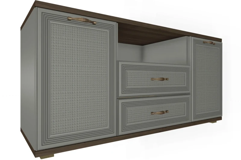 Тумба ТБ-1022-ГТ-СО (Гикори Джексон Темный/Серый Оникс) — Мебель-центр Озерцо