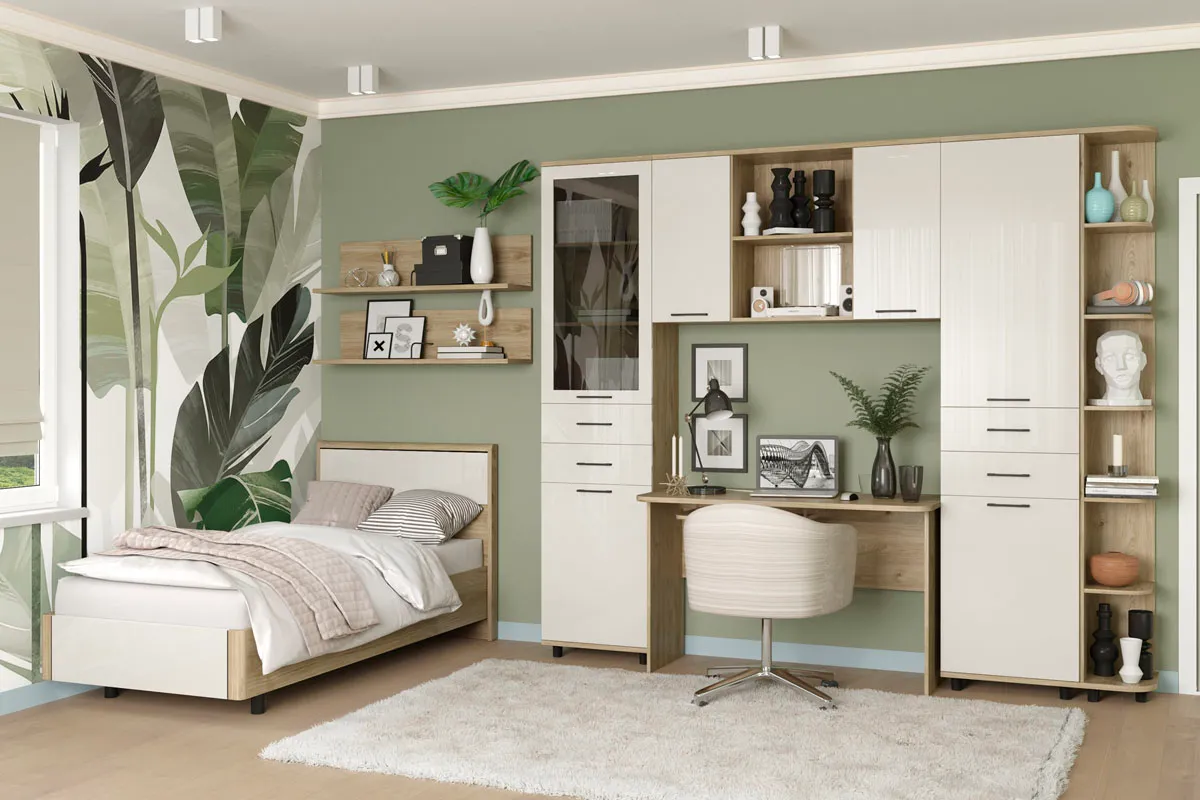 Шкаф многоцелевой ШК-5046-ГС-КГ (Гикори Джексон Светлый/Кашемир Глянцевый) в мебель-центре Озерцо