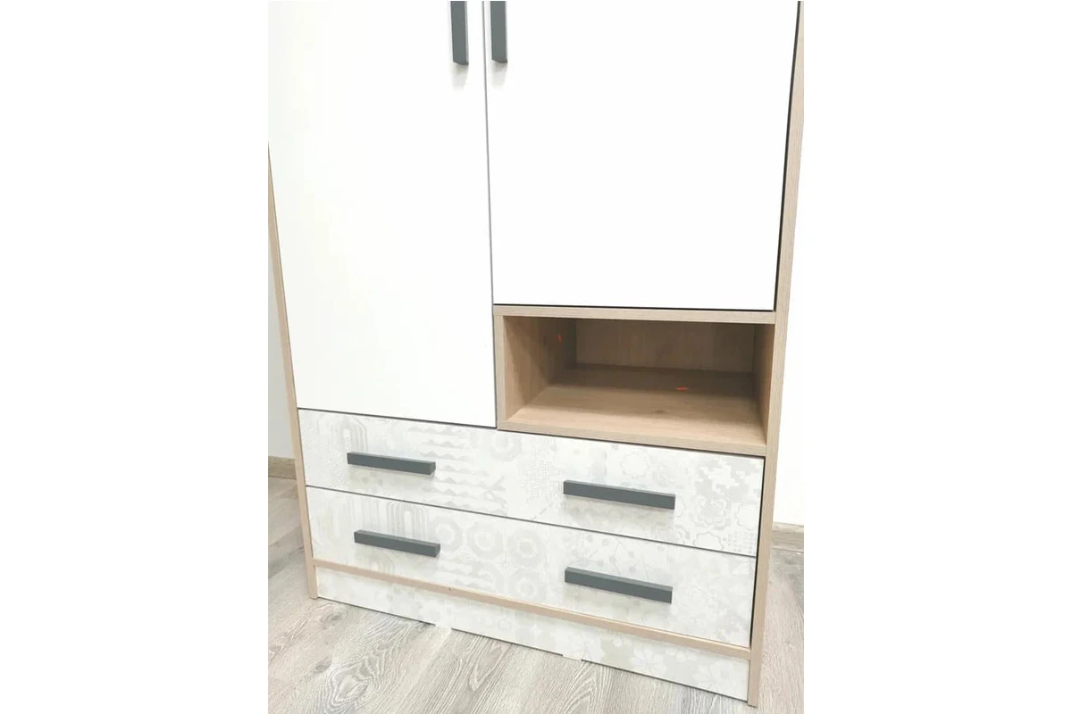 Шкаф двухдверный Алиса Мод. 9 (Гикори Джексон/Спринт/Белый) в мебель-центре Озерцо