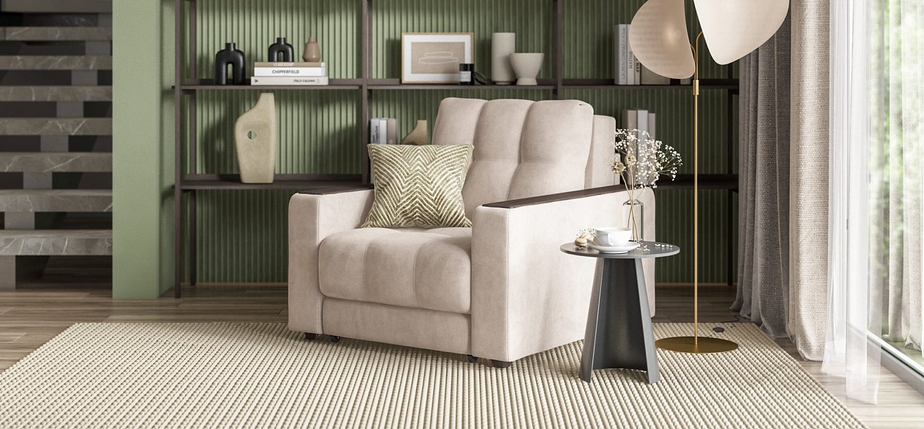 Босс кресло-кровать Велюр Монолит латте — купить в Озерце