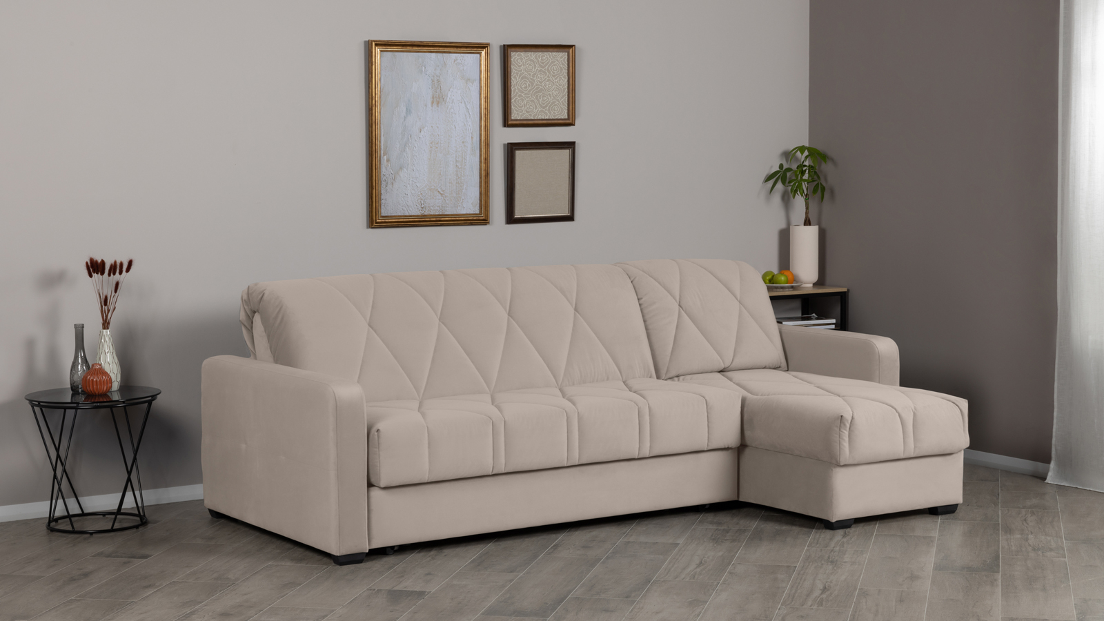 Диван угловой Domo Pro стежка ромб, ткань Sky Velvet 03 140x216 — купить в Озерце