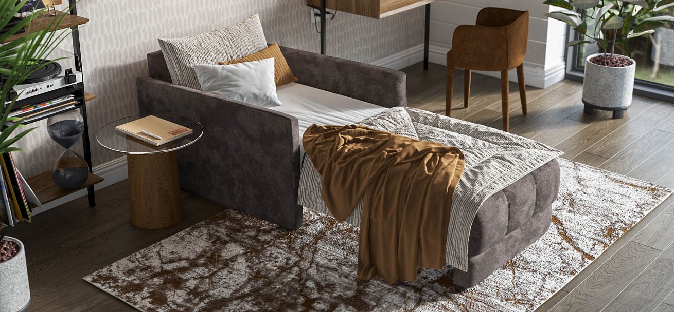 Босс Лофт кресло-кровать Велюр Алькантара серый — купить в Озерце