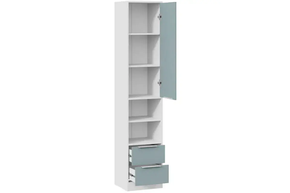 Шкаф комбинированный Марли (Белый/Серо-голубой) в мебель-центре Озерцо