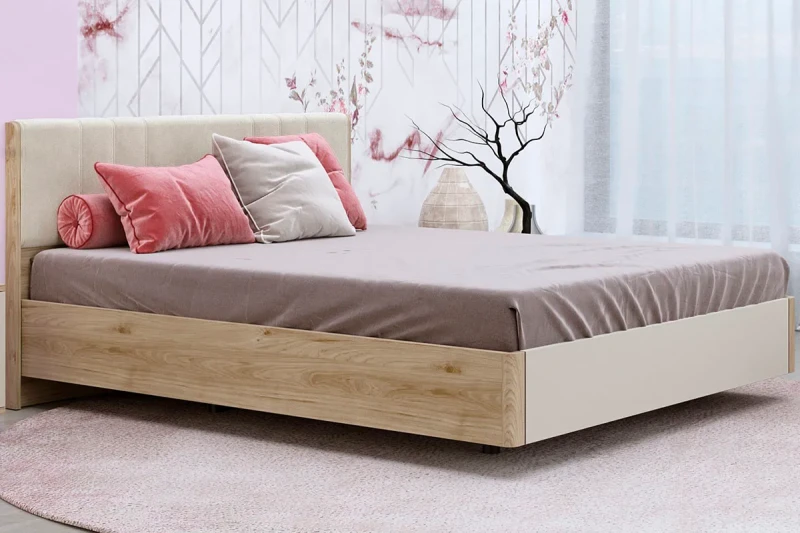 Кровать КР-5013-ГС-КМ-В 160х200 (Гикори Джексон Светлый/Кашемир Матовый/Велюр) - купить в Озерце