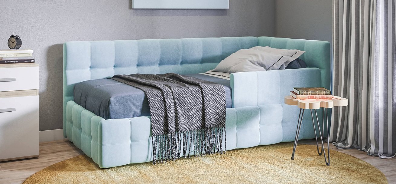 Кровать BOSS mini NEW велюр Monolit аква - купить в Озерце