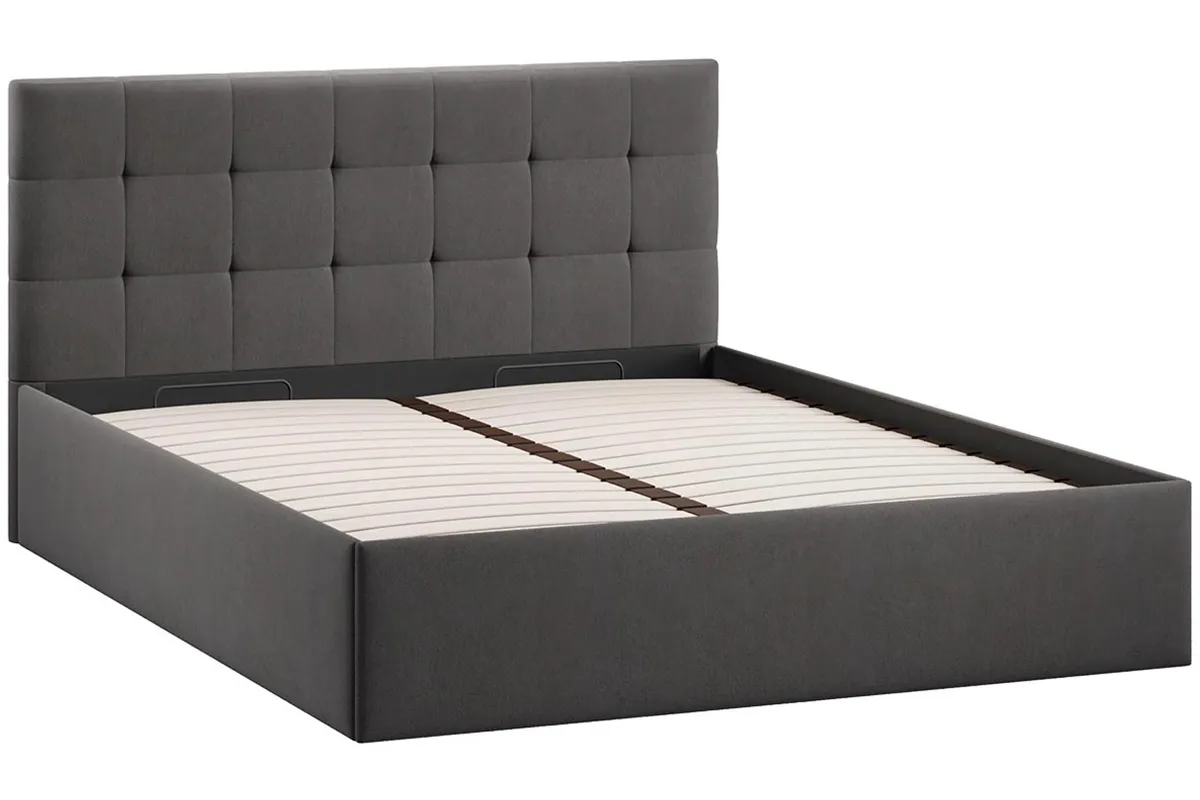 Кровать Джоли Тип 1 с ПМ и заглушиной 160х200 (Велюр/Графит) - купить в Озерце