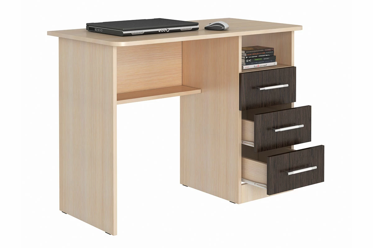 Стол письменный Лидер 1 (Дуб Молочный/Венге Цаво) — Мебель-центр Озерцо